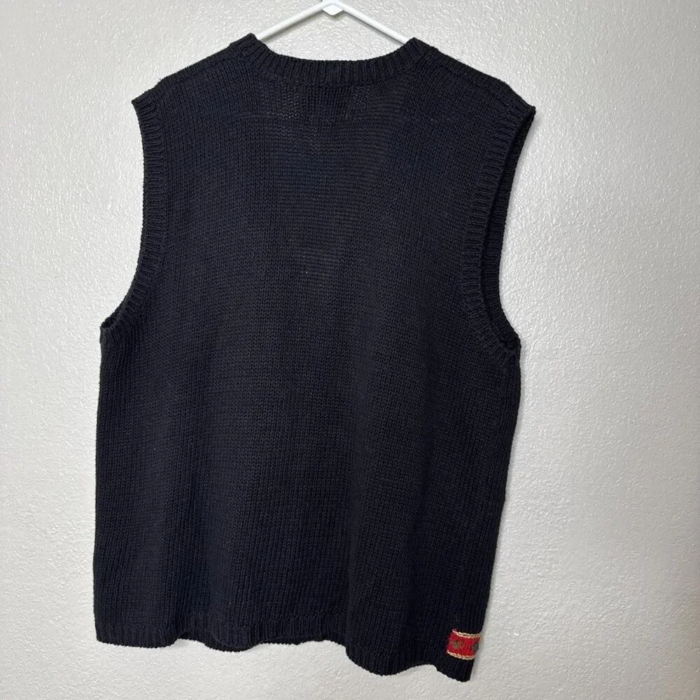Tiara Christmas Knit Sweater Vest Stockings Black Size 14 16 Holiday Candy Canes